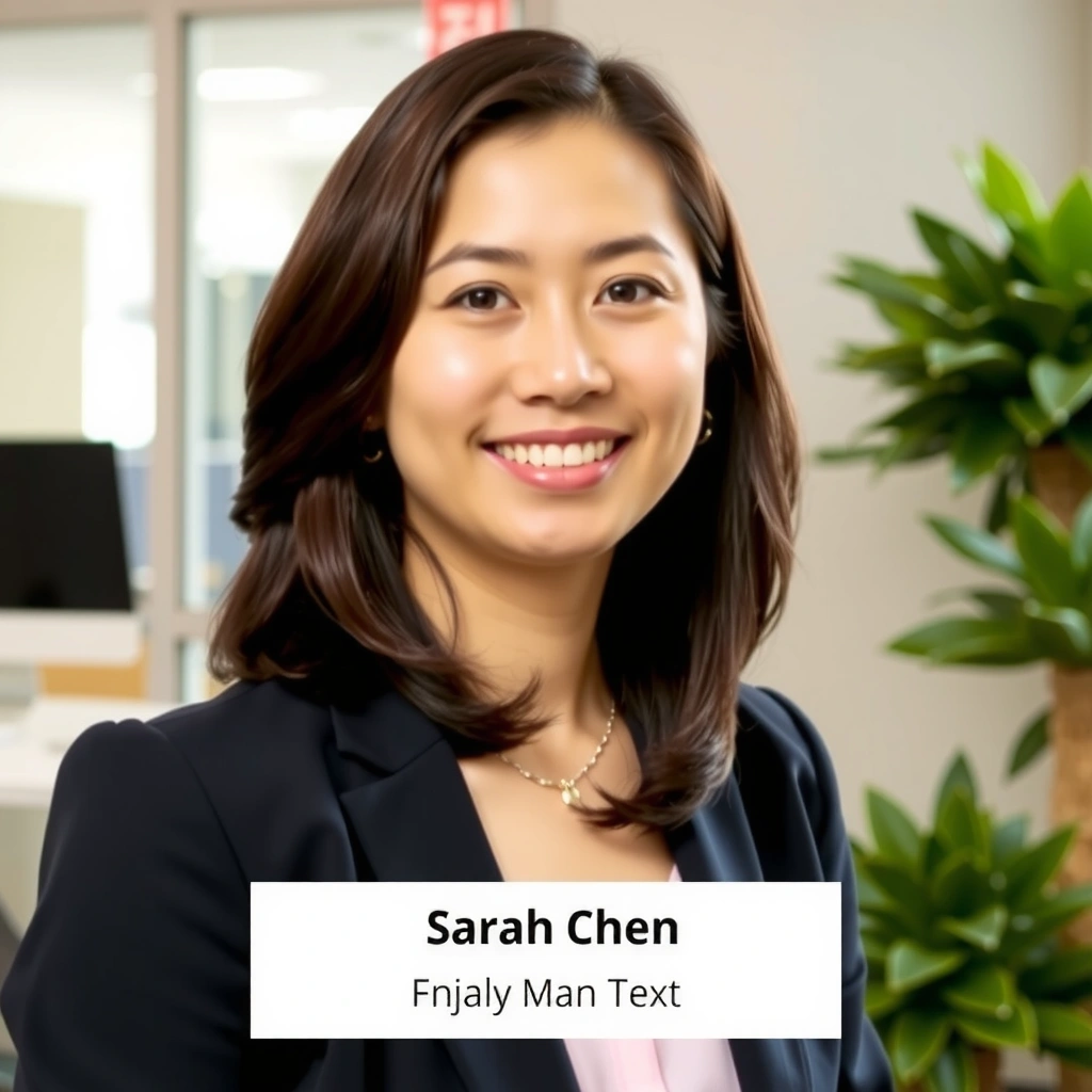 Portrait of Sarah Chen, CEO of MarketDash, smiling confidently.