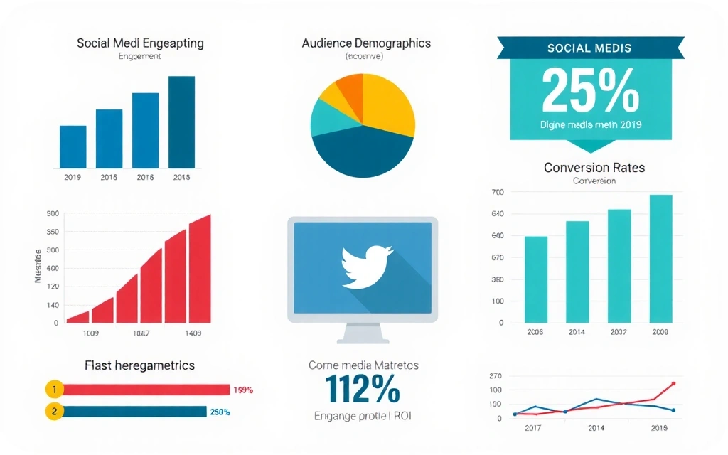Infographic showing social media marketing metrics and ROI
