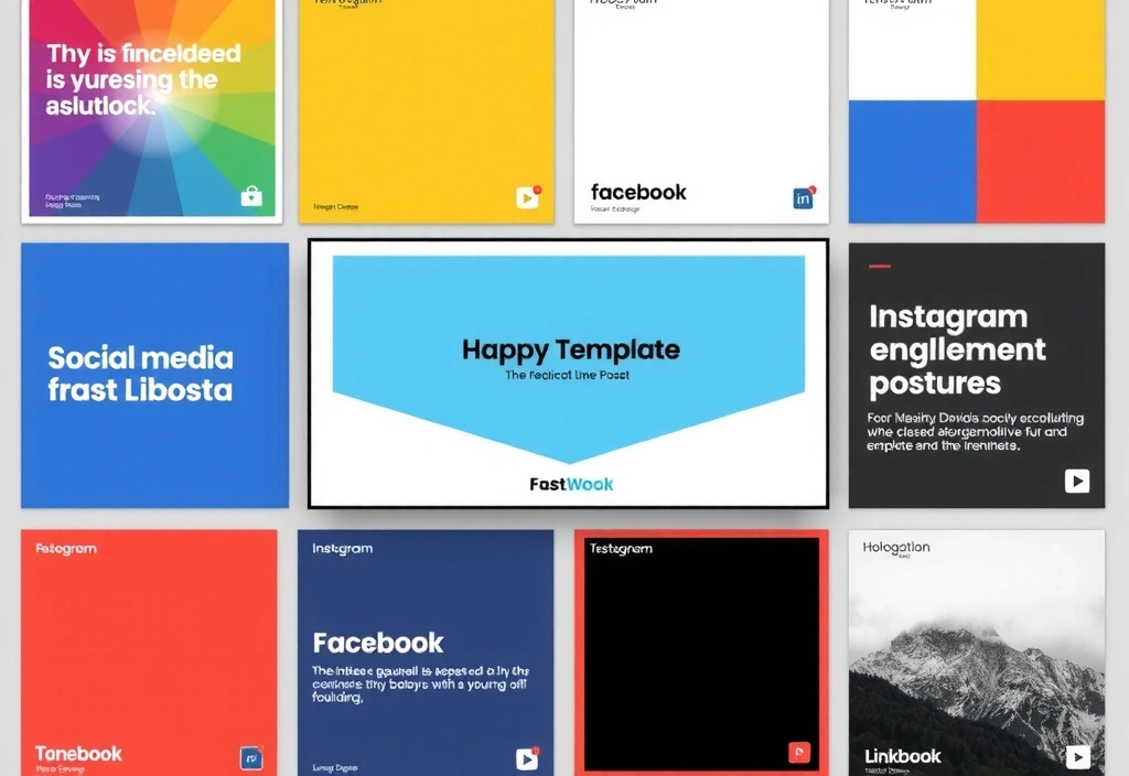 A collection of social media post templates for Instagram, Facebook, and LinkedIn, all featuring a consistent brand aesthetic.
