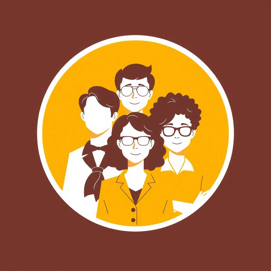 Experienced team icon with diverse professional avatars